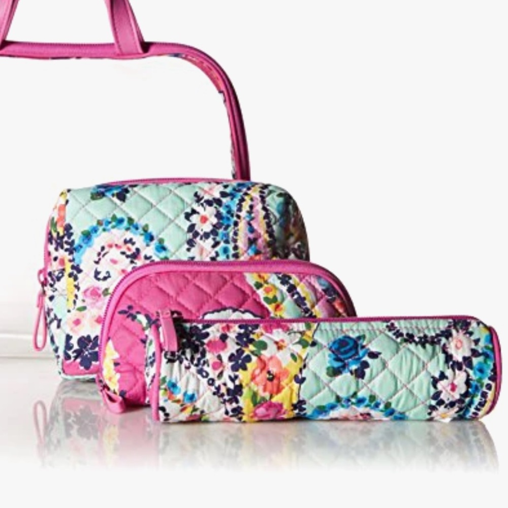 Vera Bradley Wildflower Paisley 3 piece cosmetic set